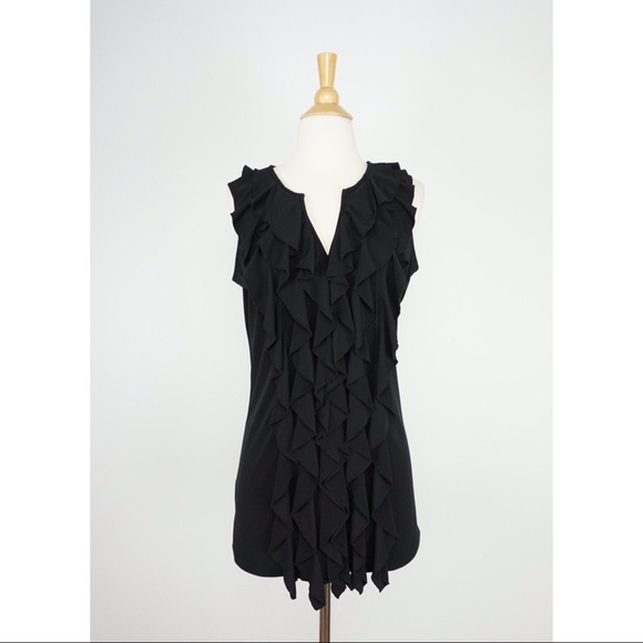 Calvin Klein black ruffled tank-size L - Picture 1 of 3